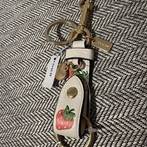 Coach Cream and Gold Strawberry Keychain